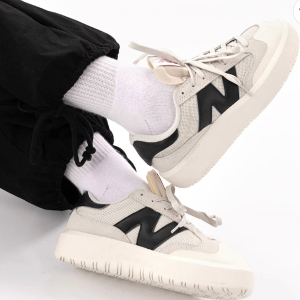 SOLD—New Balance Cream and Black CT302 Sneakers